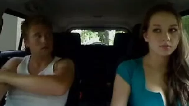 Stunning girlfriend slut in my car blowing and riding me
