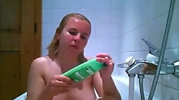 Simply hot milf blonde wife in the bathtub on homemade video