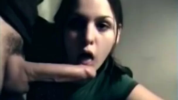 Amazing brunette girl gives a deepthroat blowjob to her BF
