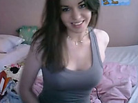 Startling brunette teen flashes her tits in hot webcam solo scene
