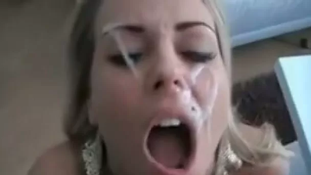 Great looking blonde looks much sexier with a sticky sperm on her face