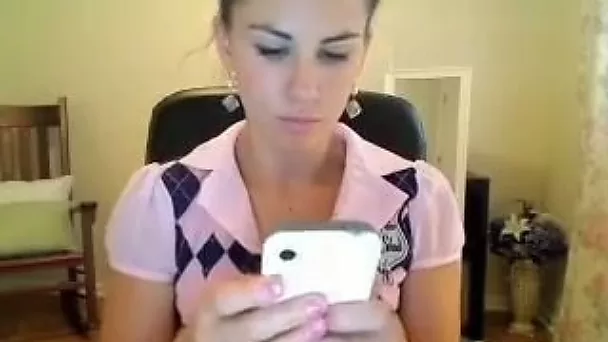 Desirable babe with a sensational butt is stripping & masturbating like mad
