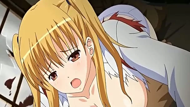 Japanese hentai sucking monster cock and poking from behind by monster