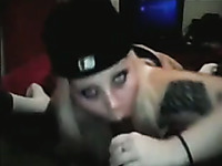 Tattooed blondie manages to milk my cock dry in her mouth
