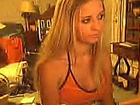 Sassy blonde Italian webcam blondie masturbates and flashes her boobs