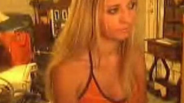 Sassy blonde Italian webcam blondie masturbates and flashes her boobs