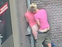 Friend of mine fucks his blonde GF on the streets of Amsterdam