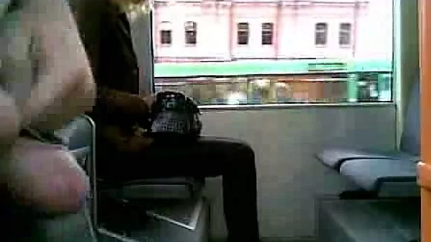 Jerking off my big Russian cock while riding a public bus