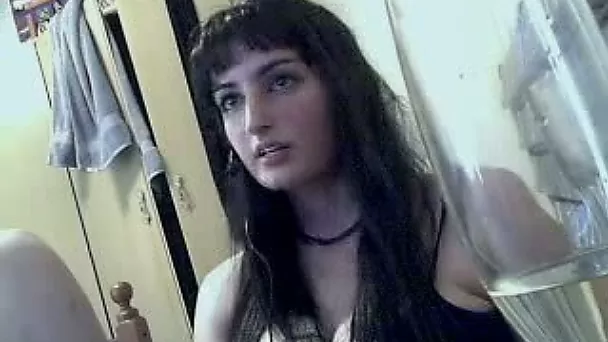 Brunette amateur European girl with big boobies on webcam