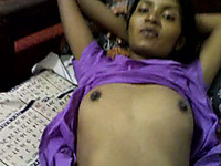 Neat Indian chick gets her hairy pussy worked over