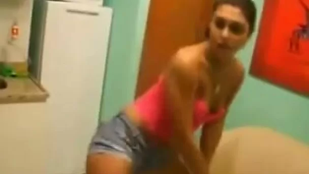Brazilian playful teen is proudly showing booty shake dance