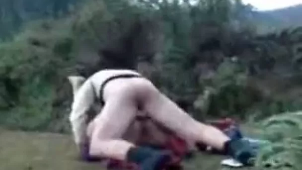 Ugly amateur milf gets her cunt banged deep in the mountains