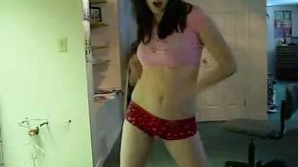 My playful brunette girlfriend dances for me after college