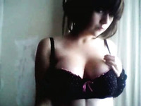 Lovely emo teen brunette with awesome tits on webcam