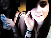 Two hot goth teens flirt with me on webcam flashing their tits