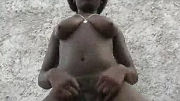 Some nice amateur Haitian booty and hairy snatch outside