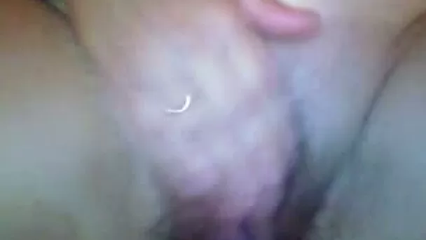 My wife fingers her clit while I fuck her hairy twat