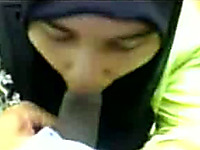 Shy Malay office lady in hijab blows my dick on cam