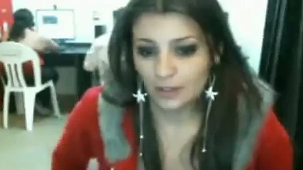 Lusty Indian chick gets naked  inside a cyber cafe