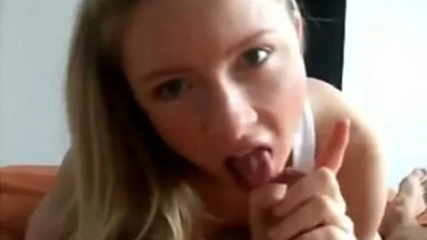 Lusty teen sucks yummy hard dick with great passion