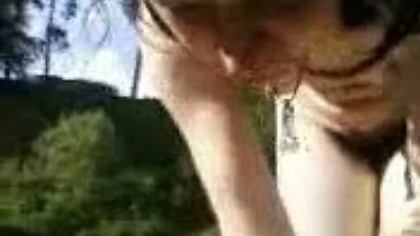 My petite pale skin babe by the river outdoors all naked
