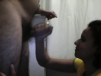 Dark skinned Indian wife milks my big dick with her hands