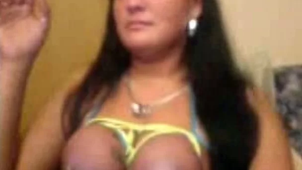 Perverted brunette webcam mommy shows me her pierced bounded boobs