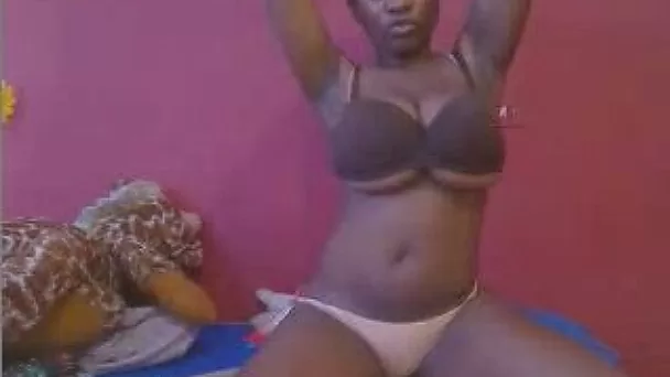 Fantastic ebony babe with huge tits is shameless on webcam
