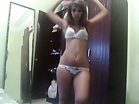 Dancing in my bedroom wearing only my white lingerie