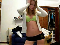Curvy and fresh blonde hot girl poledancing on webcam