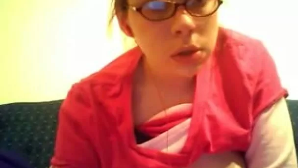 Busty hot amateur nerdy babe flashes her hairy cunt