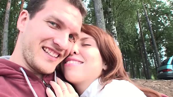 Sexy redhead teen gives head and gets nailed by her BF