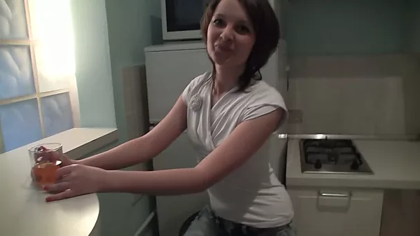 Lusty girl with long legs passionately rides hard dick