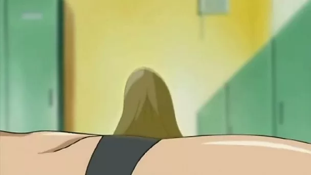 Gorgeous hentai nympho with huge tits gives hot handjob to her lover