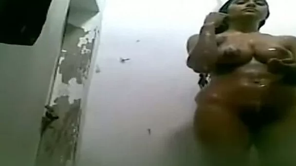 Punjabi girl with hairy muff is caught on cam  taking shower