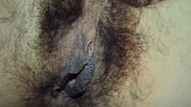 closeup of my wife's hairy pussy
