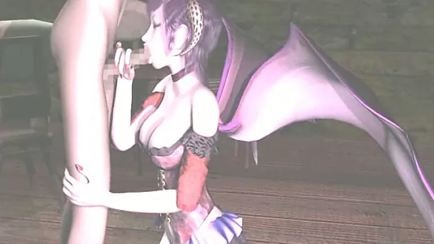 Big breasted seductress with wings loves giving head