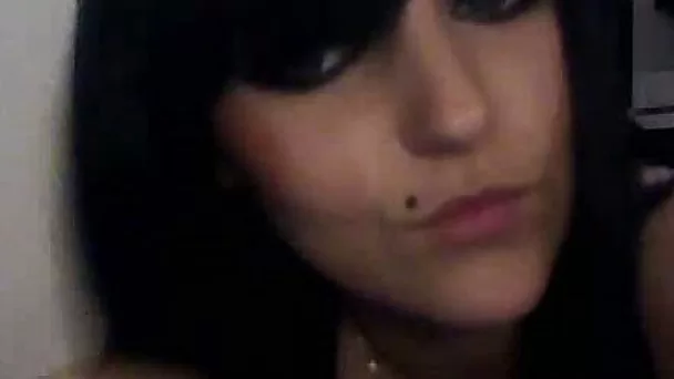 Young and hot gothic teen babe flashed her tight ass on webcam