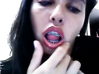Cute latina brunette with brackets on her teeth gets horny