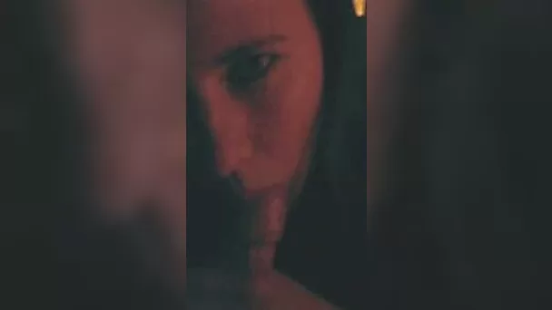 My cute brunette girlfriend wanted to taste cum for the first time