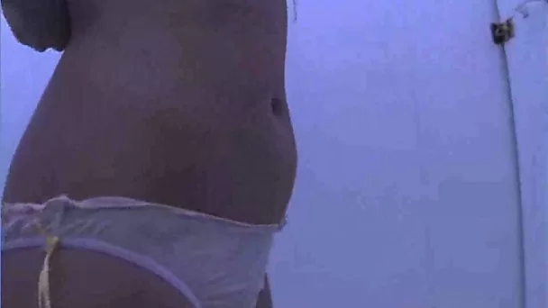 My cute Russian girlfriend changes her underwear at the pool cabin