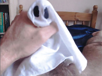 Halloween fun! Masturbating with my cock wrapped in a spooky handkerchief
