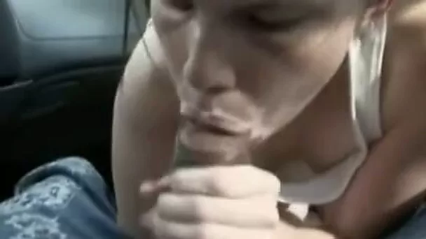 Fugly teen bitch enjoys sucking my BBC in a car in POV clip