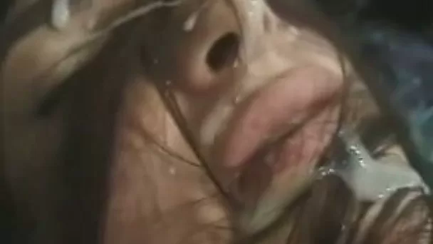 Sexy brunette sucks my dick and gets cum on her face and hair