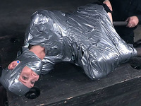 Totally duct taped white lady is helpless and horrified