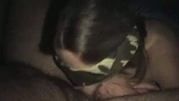 Hot POV clip with my blindfolded wifey sucking my wang