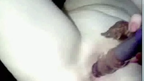 Pale skin amateur housewife stuffs her cunt with a toy