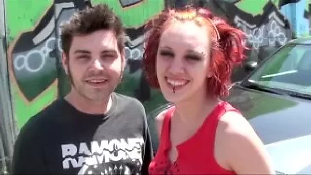 Sweet and young punk bitch sucking dick of her boyfriend