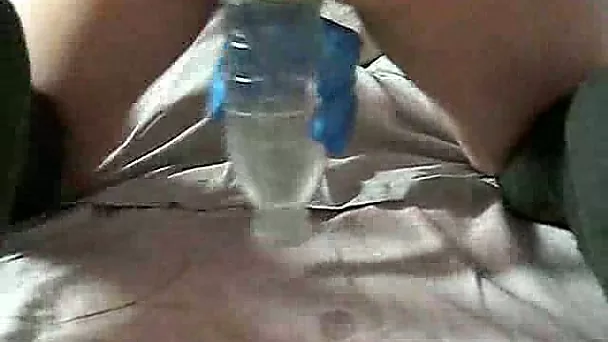 Bizarre anal stretching workout of my lusty BBW wife with bottle