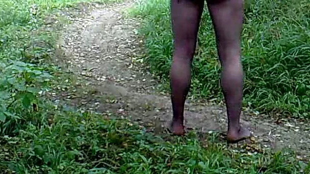 My neighbor walks around his backyard wearing pantyhose